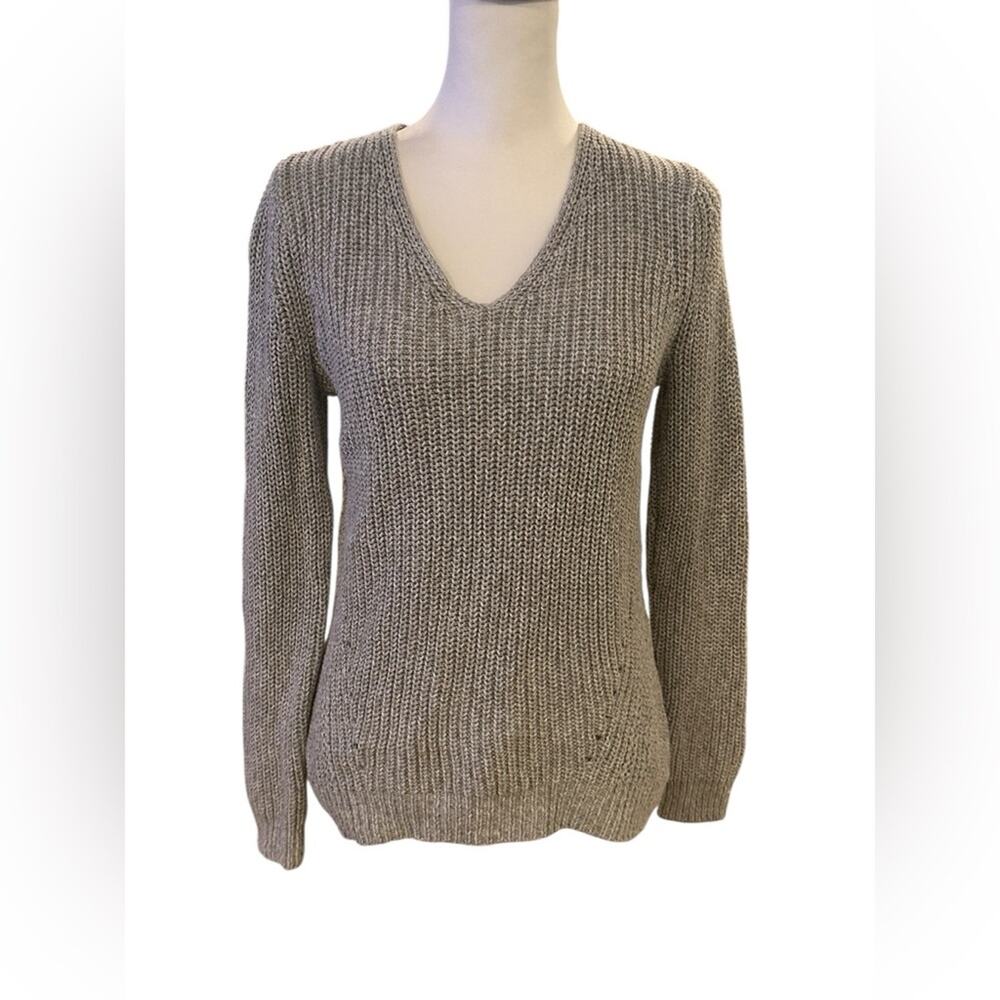 Ann Taylor Loft Women's Gray Sweater Petite Medium VNeck